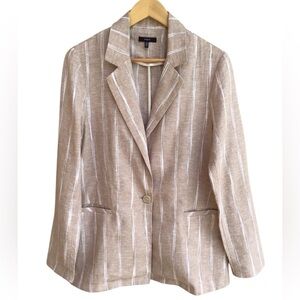 Anthropologie Drew Sand Stripe Linen Blend Blazer Size Medium